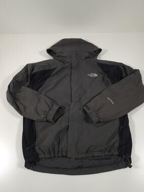 The North Face Jacket Mens M Gray HyVent Hooded Rain Coat Full Zip Hiking